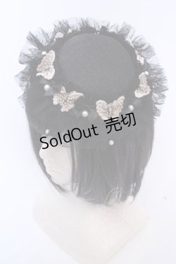 画像1: 星箱works / 夢に落ちた蝶ミニカプリーヌ帽子  クロ O-25-08-14-037-PU-AC-IG-ZT-K004