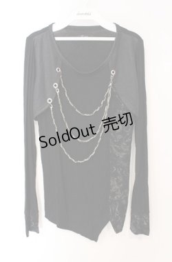 画像1: Sixh / レイヤード風カットソー  ブラック O-25-08-16-029-HN-TO-OW-OS