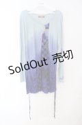 gouk / 和柄切り替えシャーリングカットソー  ブルー×サックス O-25-08-16-031-GO-TO-OW-OS