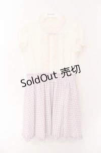 Ank Rouge / ギンガム切り替えワンピース  ラベンダー×オフ O-25-08-16-041-CA-OP-IG-OS