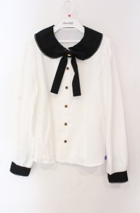 Angelic Pretty / 図書館ブラウス  シロ×クロ O-25-08-16-042-AP-BL-IG-OS