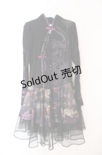 Qutie Frash / チャイナワンピース  ブラック×パープル O-25-08-16-045-QU-OP-OW-OS