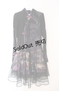 画像1: Qutie Frash / チャイナワンピース  ブラック×パープル O-25-08-16-045-QU-OP-OW-OS