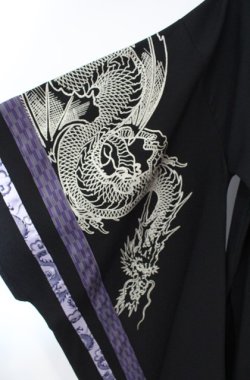 画像3: Qutie Frash / 和柄切替着物ロングカーディガン  ブラック×レッド O-25-08-16-047-QU-JA-OW-OS