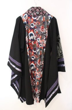 画像4: Qutie Frash / 和柄切替着物ロングカーディガン  ブラック×レッド O-25-08-16-047-QU-JA-OW-OS