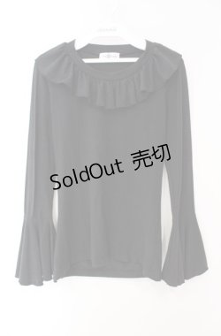 画像1: Drug Honey / フリルカットソー  ブラック O-25-08-16-049-PU-TO-IG-OS