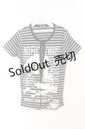 SEX POT ReVeNGe / ボーダーバックダメージTシャツ  ブラック×グレー O-25-08-16-050-SP-TO-IG-OS