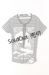 SEX POT ReVeNGe / ボーダーバックダメージTシャツ  ブラック×グレー O-25-08-16-050-SP-TO-IG-OS