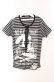 画像1: SEX POT ReVeNGe / ボーダーバックダメージTシャツ  ブラック×グレー O-25-08-16-050-SP-TO-IG-OS (1)
