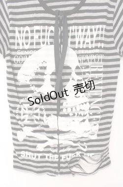 画像2: SEX POT ReVeNGe / ボーダーバックダメージTシャツ  ブラック×グレー O-25-08-16-050-SP-TO-IG-OS