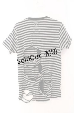 画像3: SEX POT ReVeNGe / ボーダーバックダメージTシャツ  ブラック×グレー O-25-08-16-050-SP-TO-IG-OS