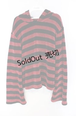 画像1: Drug Honey / ボーダーフードトップス  ワイン×ブラック O-25-08-16-052-PU-TO-IG-OS