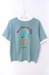 axes femme / チョコミントプリントTシャツ F グリーン O-25-08-16-055-AX-TO-OW-OS