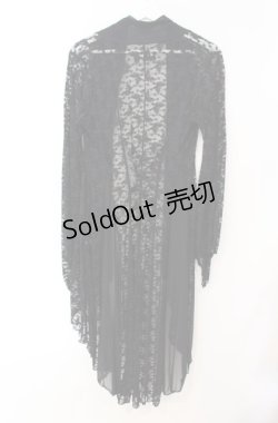 画像3: h.naoto Blood / 柄サテン切り替え総レースカーディガン  ブラック×ブルー O-25-08-16-056-HN-TO-OW-OS