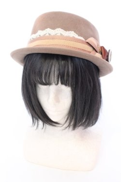 画像1: axes femme / カメオポークパイハット  ベージュ O-25-08-16-1001-AX-AC-OW-OS