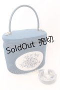 an another angelus / フレームローズ刺繍バニティバッグ  ブルー O-25-08-16-1040-CA-BG-OW-OS