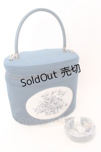 an another angelus / フレームローズ刺繍バニティバッグ  ブルー O-25-08-16-1040-CA-BG-OW-OS