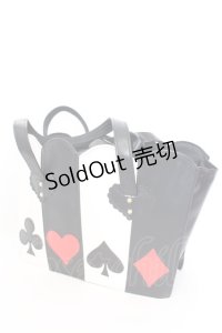 Heart E / トランプ柄のミラクルトート  クロ×アカ×シロ O-25-08-16-1049-LO-BG-OW-ZT0819A