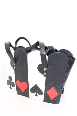 画像1: Heart E / トランプ柄のミラクルトート  クロ×アカ×シロ O-25-08-16-1049-LO-BG-OW-OS