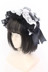 MorunxMuunaStoik / Libraヘッドドレス  ブラック×ホワイト O-25-08-16-1013-EL-ZA-OW-OS