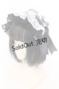 MorunxMuunaStoik / Libraヘッドドレス  ブラック×ホワイト O-25-08-16-1013-EL-ZA-OW-OS