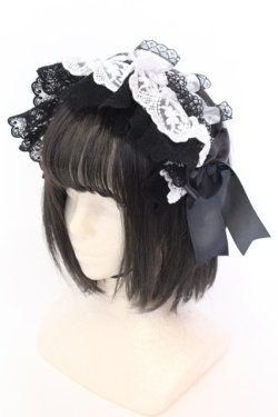 画像1: MorunxMuunaStoik / Libraヘッドドレス  ブラック×ホワイト O-25-08-16-1013-EL-ZA-OW-OS