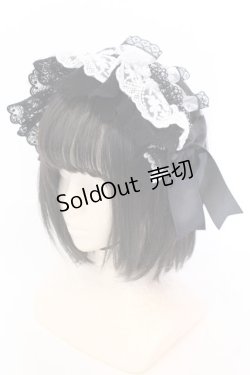 画像1: MorunxMuunaStoik / Libraヘッドドレス  ブラック×ホワイト O-25-08-16-1013-EL-ZA-OW-OS