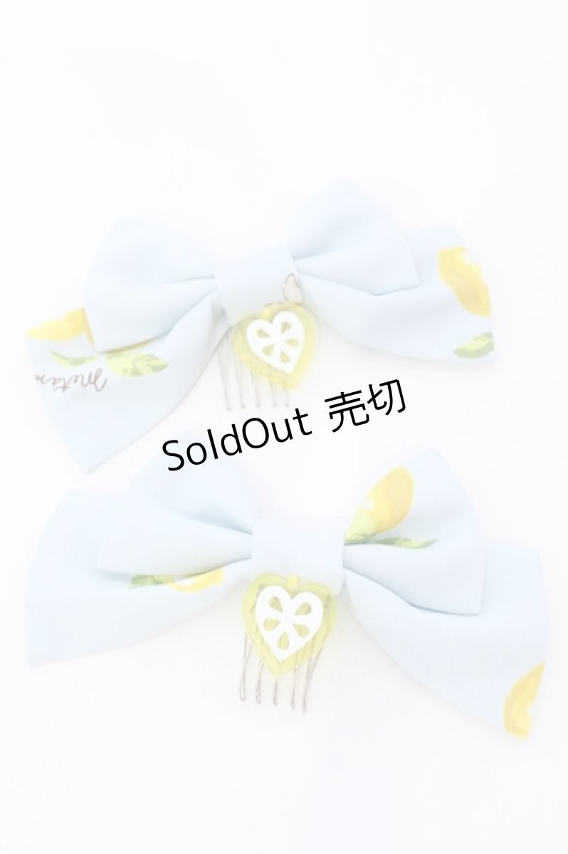 画像1: metamorphose / Dreaming heart Lemon リボンコーム  サックス O-25-08-16-1023-ME-AC-IG-ZT394-F003 (1)
