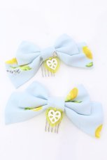 画像1: metamorphose / Dreaming heart Lemon リボンコーム  サックス O-25-08-16-1023-ME-AC-IG-ZT394-F003 (1)