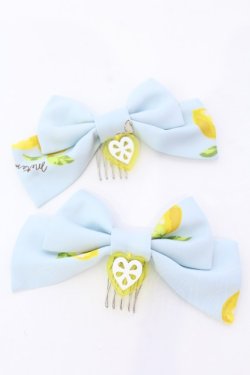 画像1: metamorphose / Dreaming heart Lemon リボンコーム  サックス O-25-08-16-1023-ME-AC-IG-OS