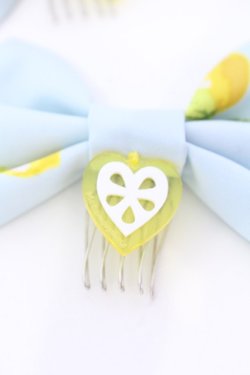 画像2: metamorphose / Dreaming heart Lemon リボンコーム  サックス O-25-08-16-1023-ME-AC-IG-OS