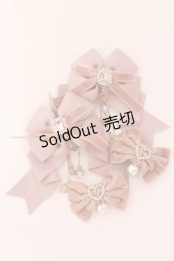 画像1: LIZ LISA / チェックリボン4つセットクリップ（無地）  ピンク O-25-08-16-1036-LO-ZA-OW-ZT394-F004