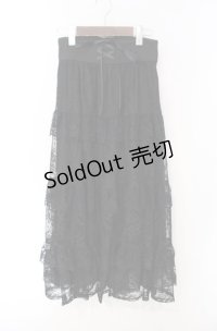 axes femme / 編上レースティアードスカート  クロ O-25-08-16-064-AX-SK-IG-OS