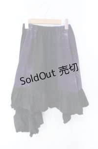 gouk / 和柄切り替えアシンメトリースカート  ブラック×ピンク O-25-08-16-071-GO-SK-OW-OS