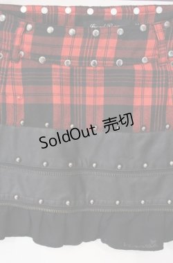 画像2: SEX POT ReVeNGe / チェック合皮切り替えスカート  レッド×ブラック O-25-08-16-078-SP-BL-IG-OS