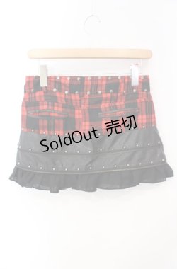 画像3: SEX POT ReVeNGe / チェック合皮切り替えスカート  レッド×ブラック O-25-08-16-078-SP-BL-IG-OS