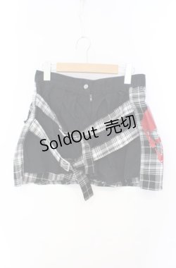 画像1: SEX POT ReVeNGe / チェックレイヤード風プリーツスカート  ブラック×ホワイト O-25-08-16-079-SP-SK-IG-OS