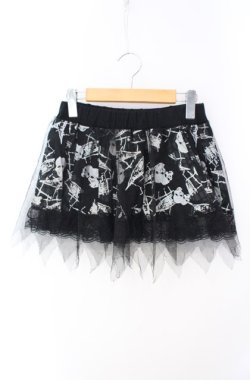 画像1: Drug Honey / スカルチェックプリントミニスカート  ブラック O-25-08-16-080-PU-SK-IG-OS
