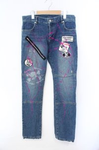SEX POT ReVeNGe / ワッペン×ペンキ加工デニムパンツ L ブルー O-25-08-16-083-SP-PA-OW-OS