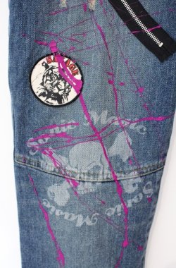 画像2: SEX POT ReVeNGe / ワッペン×ペンキ加工デニムパンツ L ブルー O-25-08-16-083-SP-PA-OW-OS