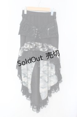 画像1: Qutie Frash / ミリタリースカート  ブラック×ホワイト O-25-08-16-091-QU-SK-IG-ZI