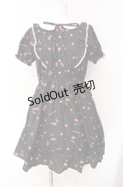 画像1: Honey Cinnamon / チェリー柄ワンピース  クロ O-25-08-16-096-LO-OP-IG-OS