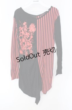 画像1: ALGONQUINS / ボーダー切り替えロングカットソー  ブラック×レッド O-25-08-16-098-AL-TO-IG-OS