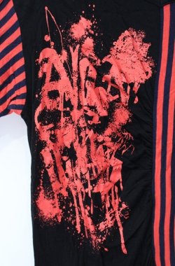 画像2: ALGONQUINS / ボーダー切り替えロングカットソー  ブラック×レッド O-25-08-16-098-AL-TO-IG-OS