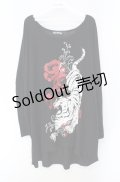 SEX POT ReVeNGe / TIGER & ROSE BIG SQUARE ロングスリーヴカットソー F ブラック×レッド O-25-08-16-099-SP-TO-IG-ZY