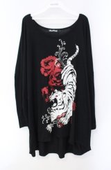 SEX POT ReVeNGe / TIGER & ROSE BIG SQUARE ロングスリーヴカットソー F ブラック×レッド O-25-08-16-099-SP-TO-IG-OS