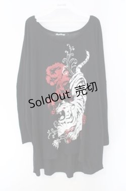 画像1: SEX POT ReVeNGe / TIGER & ROSE BIG SQUARE ロングスリーヴカットソー F ブラック×レッド O-25-08-16-099-SP-TO-IG-ZY
