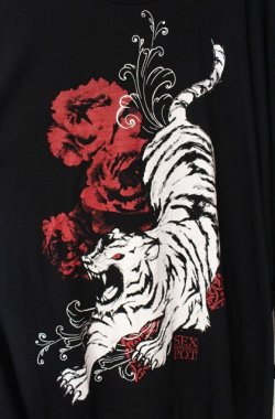 画像2: SEX POT ReVeNGe / TIGER & ROSE BIG SQUARE ロングスリーヴカットソー F ブラック×レッド O-25-08-16-099-SP-TO-IG-OS