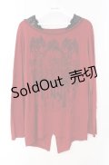 ALGONQUINS / ゲートプリントショルダーレースカットソー  レッド×ブラック O-25-08-16-100-AL-TO-IG-OS