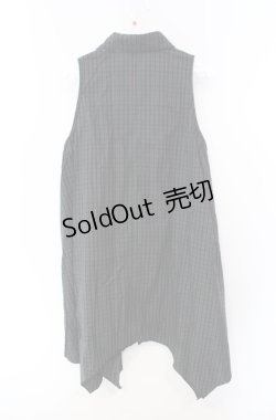 画像3: ALGONQUINS / チェックノースリーブAラインブラウス  グリーン系 O-25-08-16-102-AL-BL-IG-OS